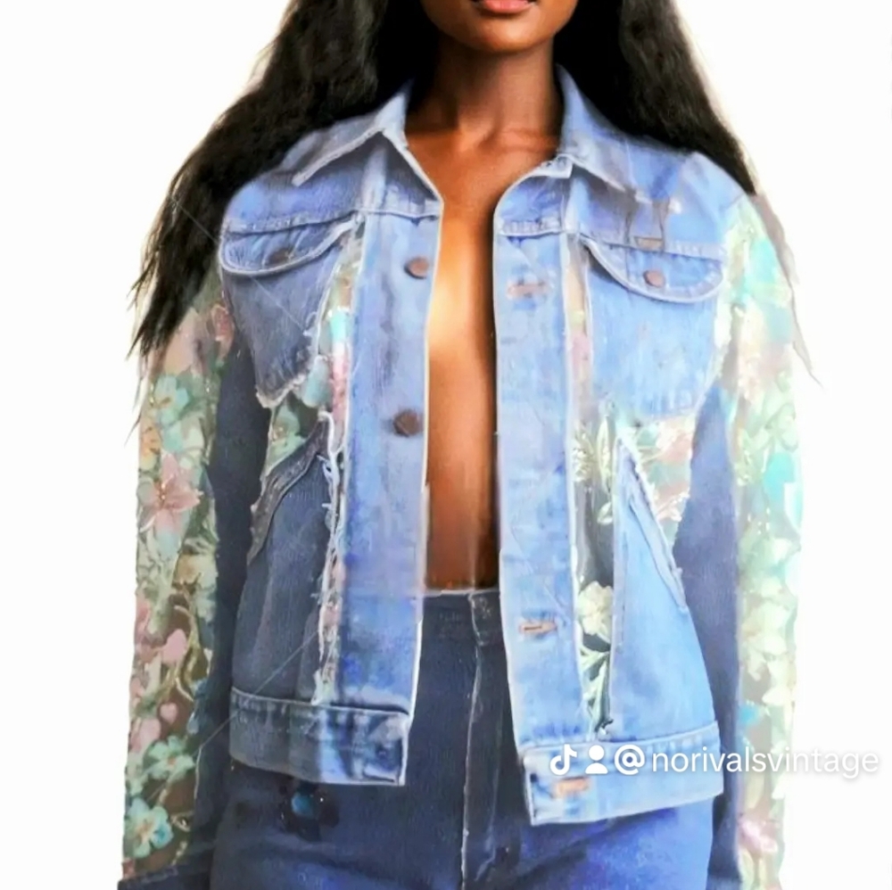 Wrangler Denim Maverick Vintage 1970's Jean Jacket,  reworked, upcycled